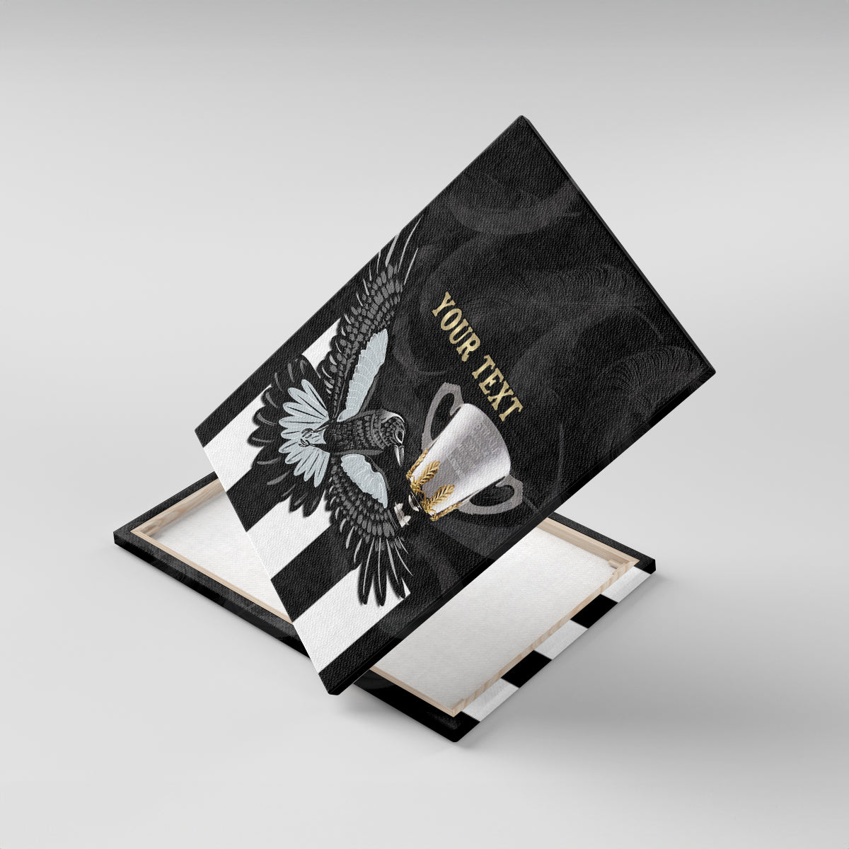 Personalised AFL Collingwood Canvas Wall Art Magpies Premiers 2023 With Trophy Proud LT14