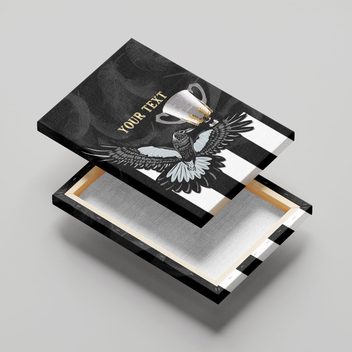 Personalised AFL Collingwood Canvas Wall Art Magpies Premiers 2023 With Trophy Proud LT14