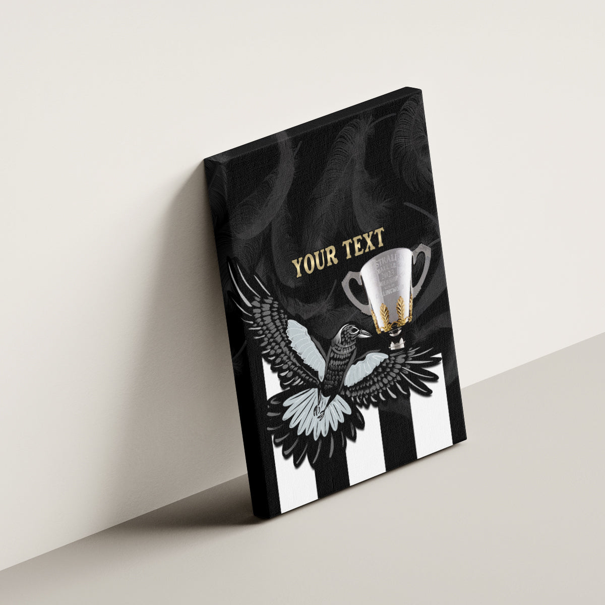 Personalised AFL Collingwood Canvas Wall Art Magpies Premiers 2023 With Trophy Proud LT14