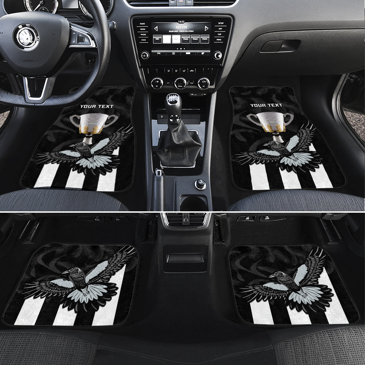 Personalised AFL Collingwood Car Mats Magpies Premiers 2023 With Trophy Proud LT14