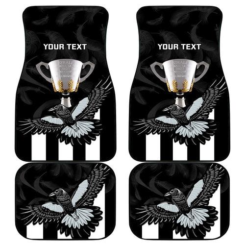 Personalised AFL Collingwood Car Mats Magpies Premiers 2023 With Trophy Proud LT14