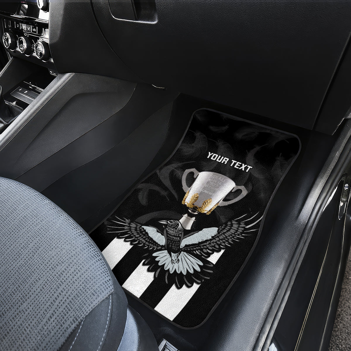 Personalised AFL Collingwood Car Mats Magpies Premiers 2023 With Trophy Proud LT14