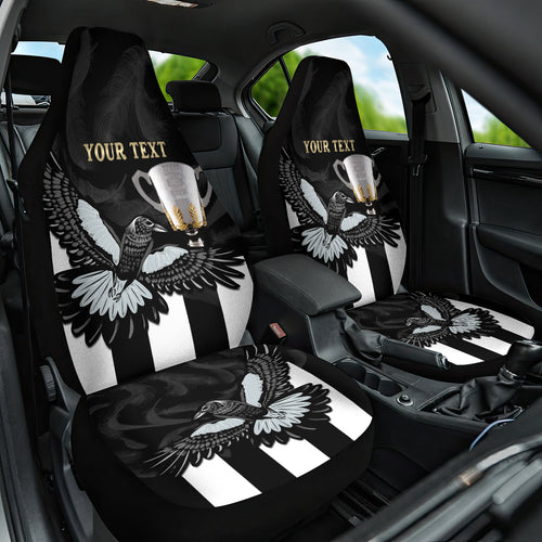 Personalised AFL Collingwood Car Seat Cover Magpies Premiers 2023 With Trophy Proud LT14