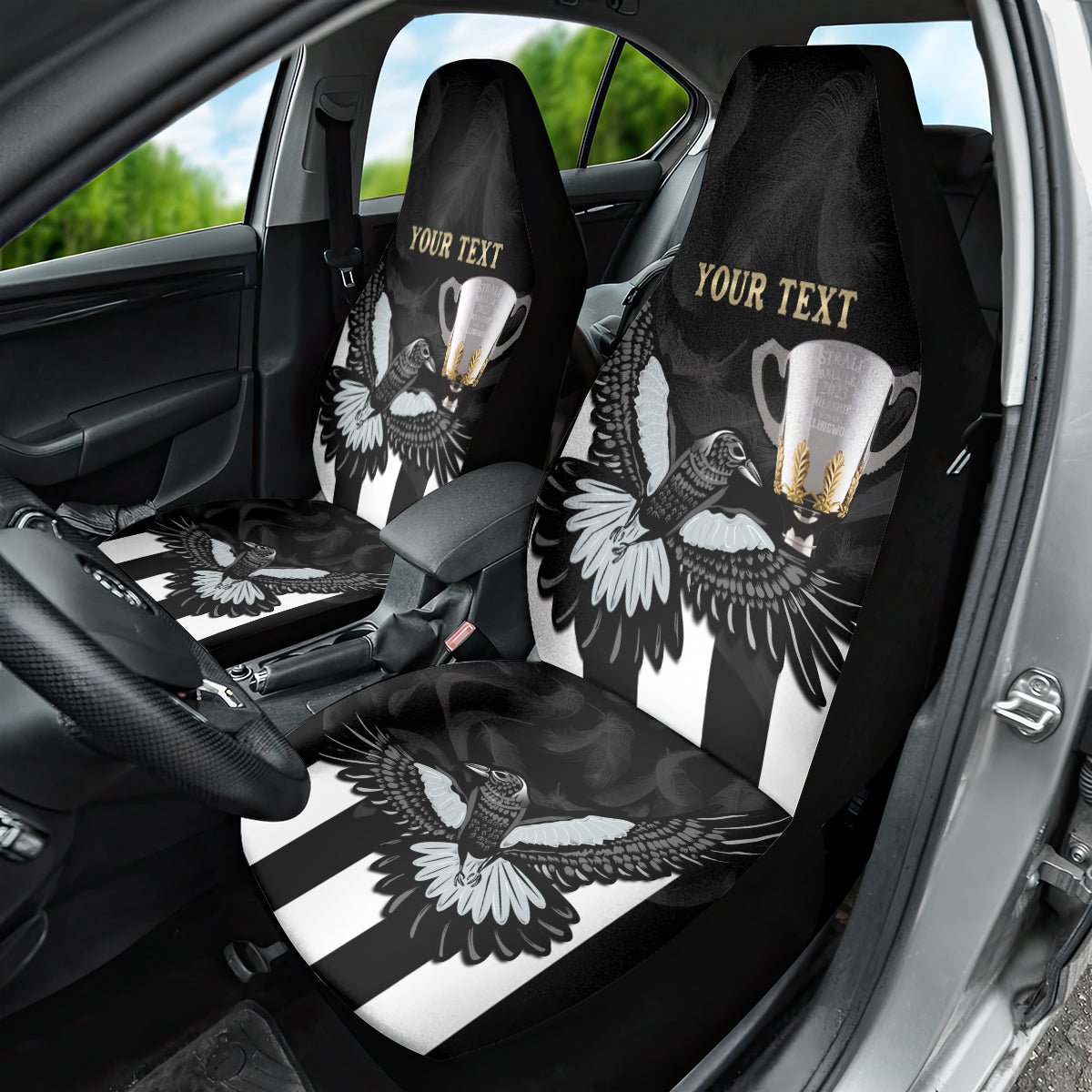 Personalised AFL Collingwood Car Seat Cover Magpies Premiers 2023 With Trophy Proud LT14