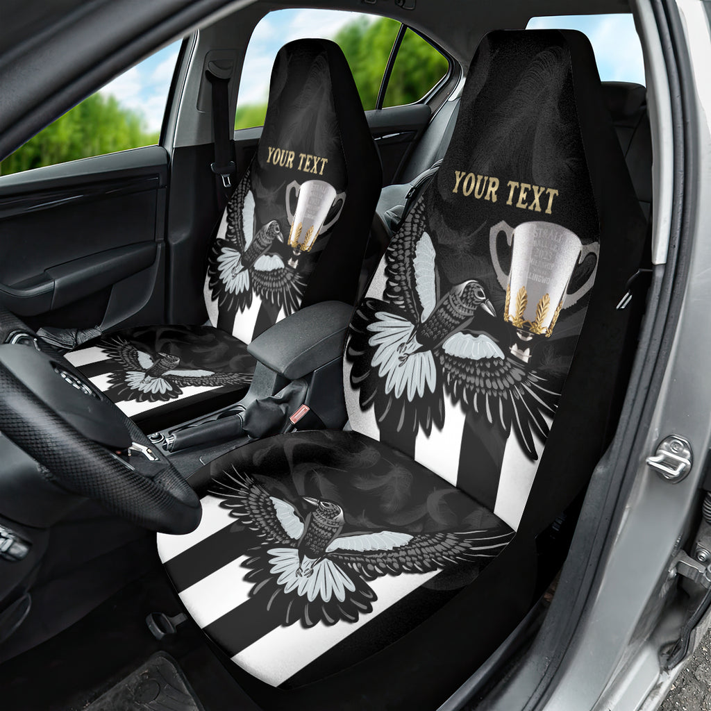 Personalised AFL Collingwood Car Seat Cover Magpies Premiers 2023 With Trophy Proud LT14