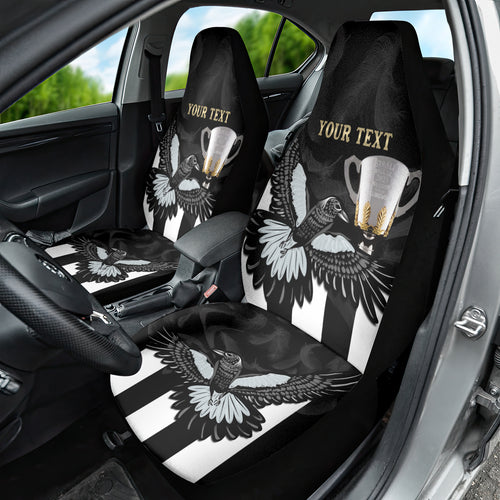 Personalised AFL Collingwood Car Seat Cover Magpies Premiers 2023 With Trophy Proud LT14
