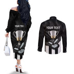 personalised-afl-collingwood-couples-matching-off-the-shoulder-long-sleeve-dress-and-long-sleeve-button-shirts-magpies-premiers-2023-with-trophy-proud