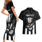 personalised-afl-collingwood-couples-matching-short-sleeve-bodycon-dress-and-hawaiian-shirt-magpies-premiers-2023-with-trophy-proud