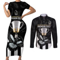 personalised-afl-collingwood-couples-matching-short-sleeve-bodycon-dress-and-long-sleeve-button-shirts-magpies-premiers-2023-with-trophy-proud
