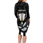 personalised-afl-collingwood-family-matching-long-sleeve-bodycon-dress-and-hawaiian-shirt-magpies-premiers-2023-with-trophy-proud