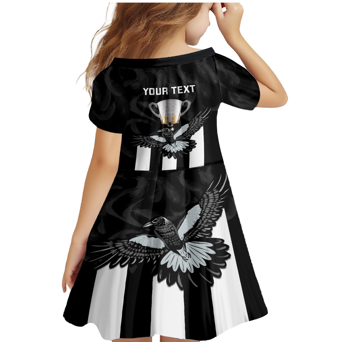 personalised-afl-collingwood-family-matching-mermaid-dress-and-hawaiian-shirt-magpies-premiers-2023-with-trophy-proud