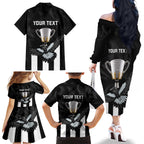 personalised-afl-collingwood-family-matching-off-shoulder-long-sleeve-dress-and-hawaiian-shirt-magpies-premiers-2023-with-trophy-proud