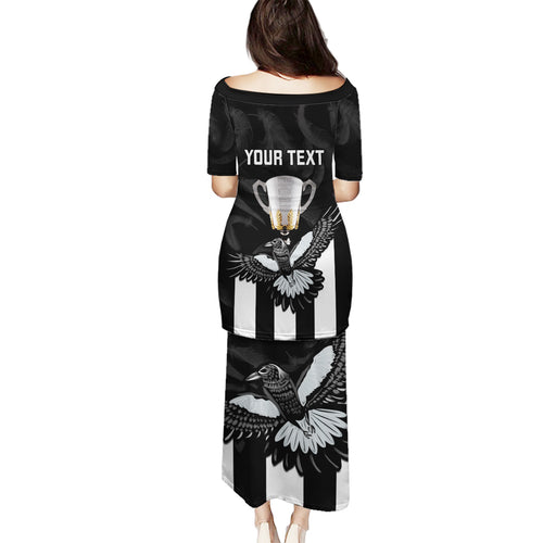 personalised-afl-collingwood-family-matching-puletasi-dress-and-hawaiian-shirt-magpies-premiers-2023-with-trophy-proud