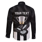 personalised-afl-collingwood-family-matching-short-sleeve-bodycon-dress-and-hawaiian-shirt-magpies-premiers-2023-with-trophy-proud