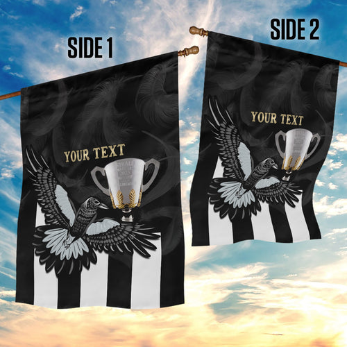 Personalised AFL Collingwood Garden Flag Magpies Premiers 2023 With Trophy Proud LT14