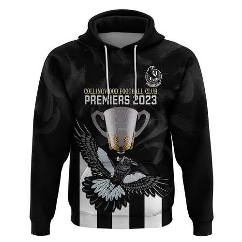 personalised-afl-collingwood-hoodie-magpies-premiers-2023-with-trophy-proud