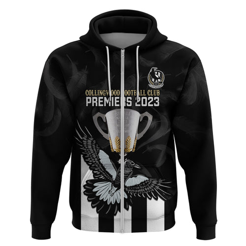 personalised-afl-collingwood-hoodie-magpies-premiers-2023-with-trophy-proud