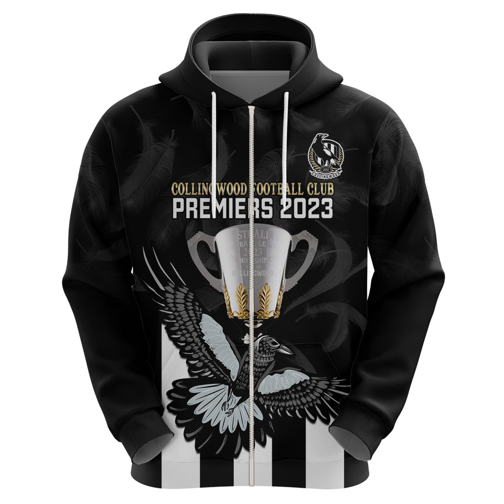personalised-afl-collingwood-hoodie-magpies-premiers-2023-with-trophy-proud