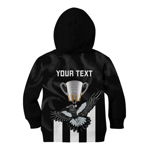 personalised-afl-collingwood-kid-hoodie-magpies-premiers-2023-with-trophy-proud