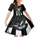 personalised-afl-collingwood-kid-short-sleeve-dress-magpies-premiers-2023-with-trophy-proud