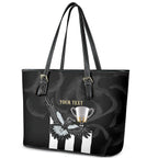 Personalised AFL Collingwood Leather Tote Bag Magpies Premiers 2023 With Trophy Proud LT14