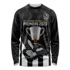 personalised-afl-collingwood-long-sleeve-shirt-magpies-premiers-2023-with-trophy-proud