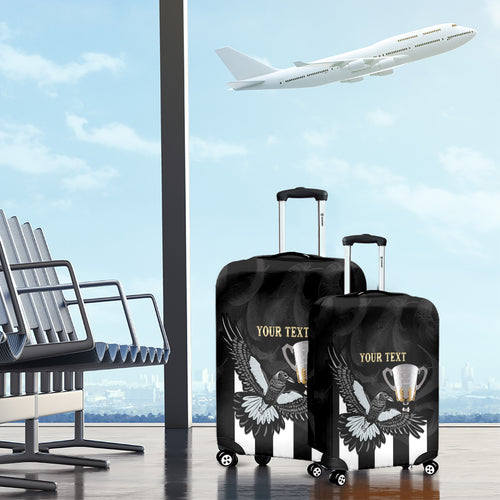 Personalised AFL Collingwood Luggage Cover Magpies Premiers 2023 With Trophy Proud LT14