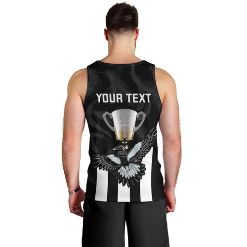 personalised-afl-collingwood-men-tank-top-magpies-premiers-2023-with-trophy-proud