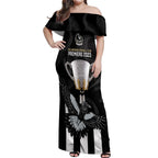 personalised-afl-collingwood-off-shoulder-maxi-dress-magpies-premiers-2023-with-trophy-proud