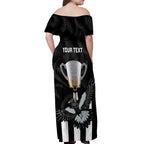 personalised-afl-collingwood-off-shoulder-maxi-dress-magpies-premiers-2023-with-trophy-proud