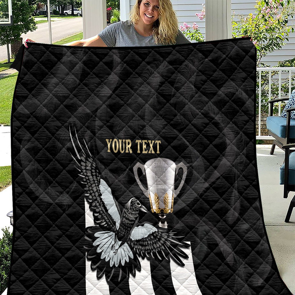 Personalised AFL Collingwood Quilt Magpies Premiers 2023 With Trophy Proud LT14