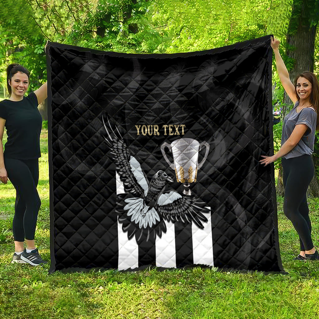 Personalised AFL Collingwood Quilt Magpies Premiers 2023 With Trophy Proud LT14