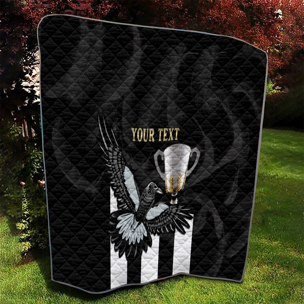 Personalised AFL Collingwood Quilt Magpies Premiers 2023 With Trophy Proud LT14