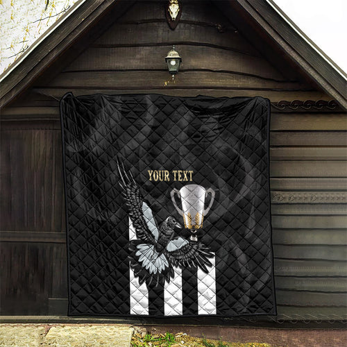 Personalised AFL Collingwood Quilt Magpies Premiers 2023 With Trophy Proud LT14