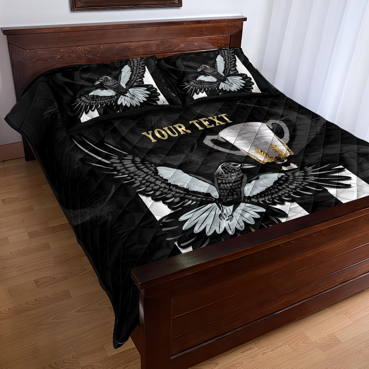 Personalised AFL Collingwood Quilt Bed Set Magpies Premiers 2023 With Trophy Proud LT14