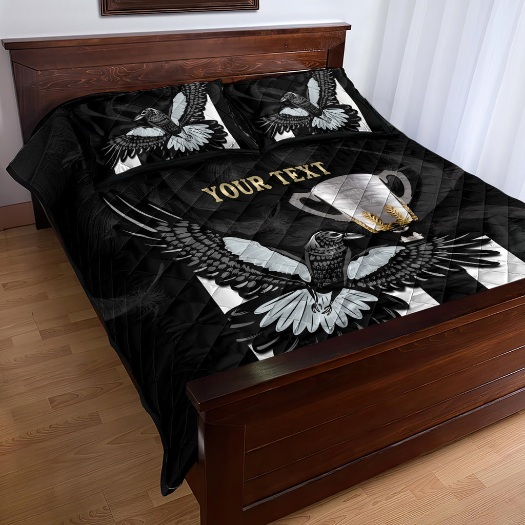 Personalised AFL Collingwood Quilt Bed Set Magpies Premiers 2023 With Trophy Proud LT14