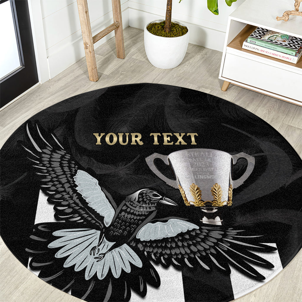Personalised AFL Collingwood Round Carpet Magpies Premiers 2023 With Trophy Proud LT14