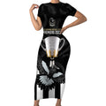 personalised-afl-collingwood-short-sleeve-bodycon-dress-magpies-premiers-2023-with-trophy-proud