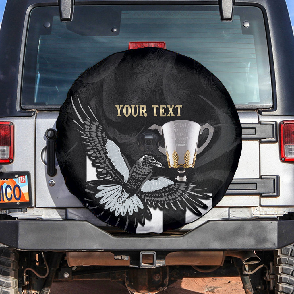 Personalised AFL Collingwood Spare Tire Cover Magpies Premiers 2023 With Trophy Proud LT14