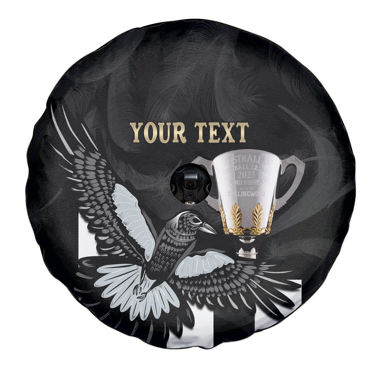 Personalised AFL Collingwood Spare Tire Cover Magpies Premiers 2023 With Trophy Proud LT14