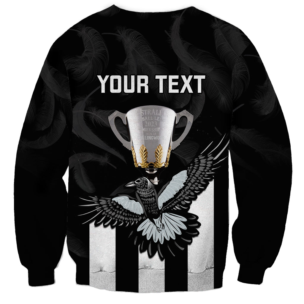 personalised-afl-collingwood-sweatshirt-magpies-premiers-2023-with-trophy-proud