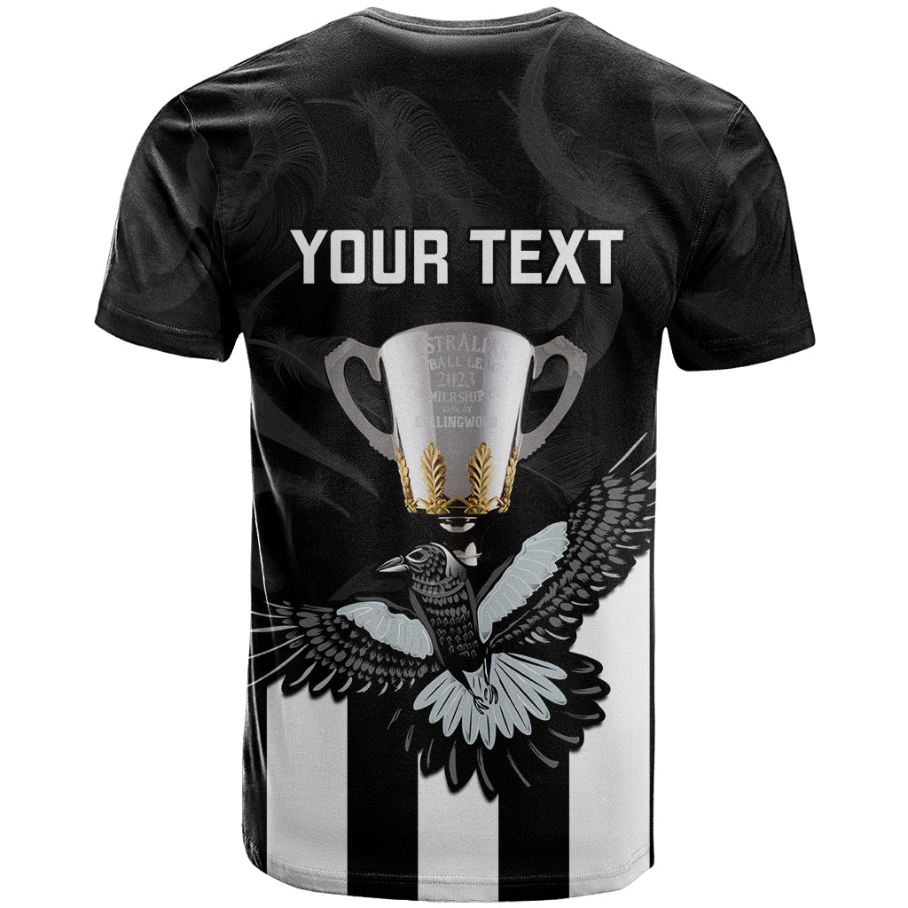 personalised-afl-collingwood-t-shirt-magpies-premiers-2023-with-trophy-proud