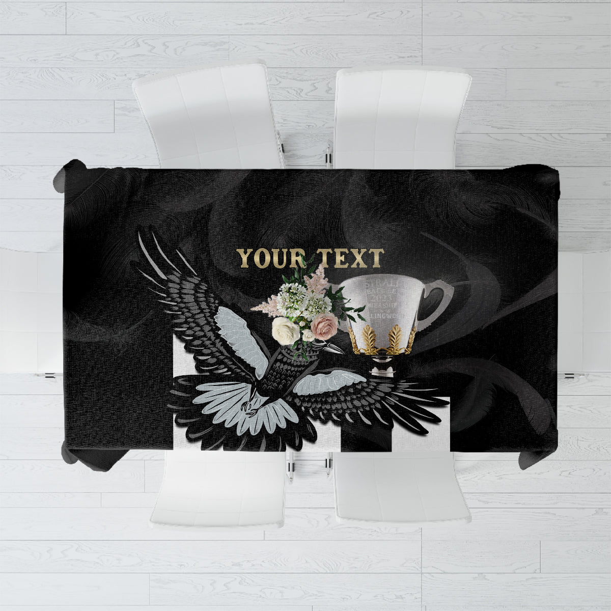 Personalised AFL Collingwood Tablecloth Magpies Premiers 2023 With Trophy Proud LT14