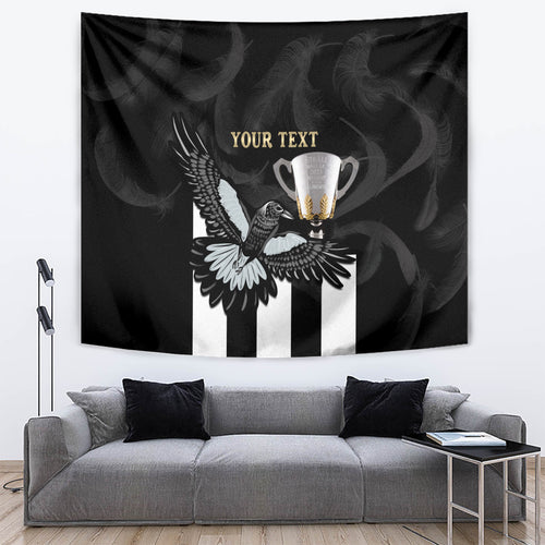 Personalised AFL Collingwood Tapestry Magpies Premiers 2023 With Trophy Proud LT14