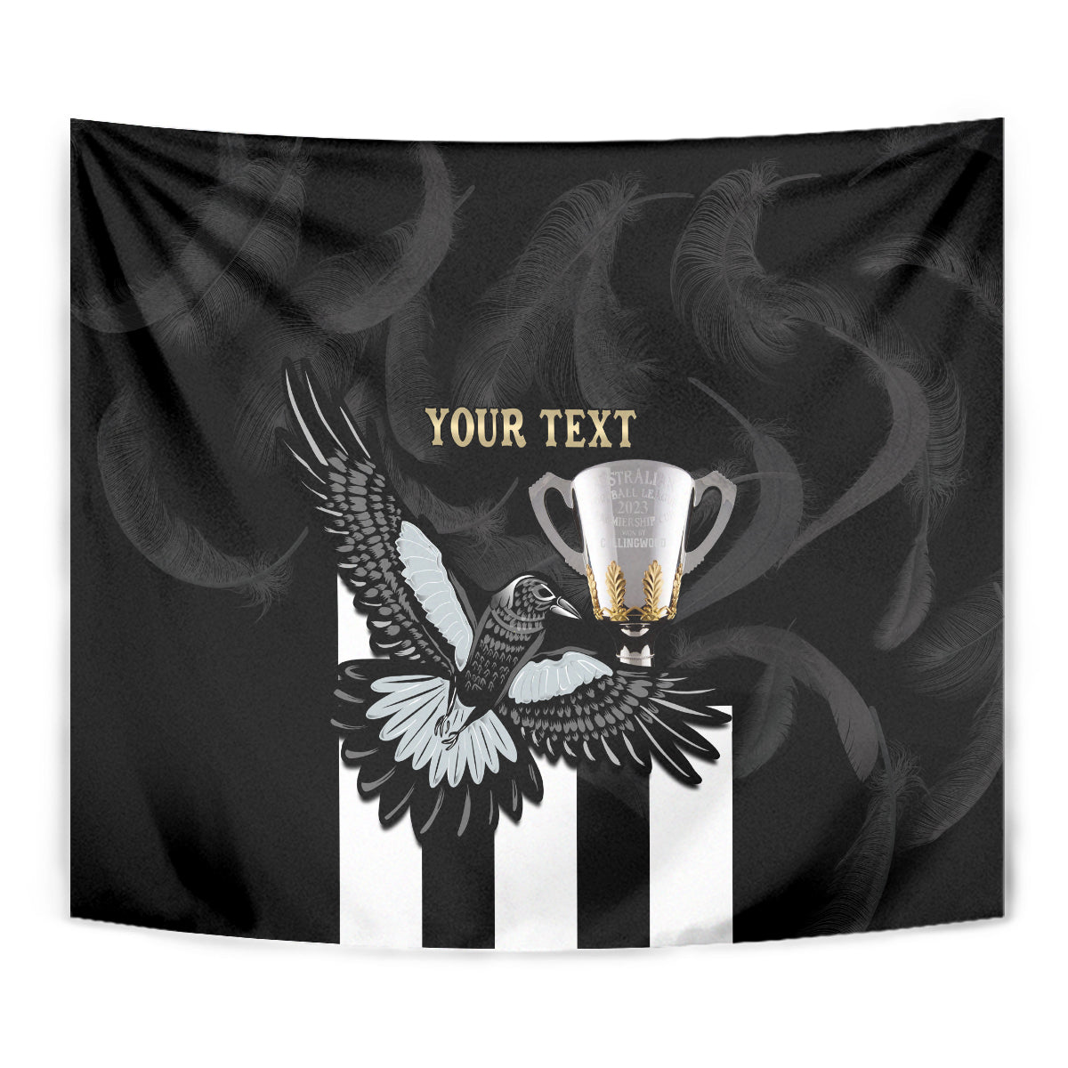 Personalised AFL Collingwood Tapestry Magpies Premiers 2023 With Trophy Proud LT14