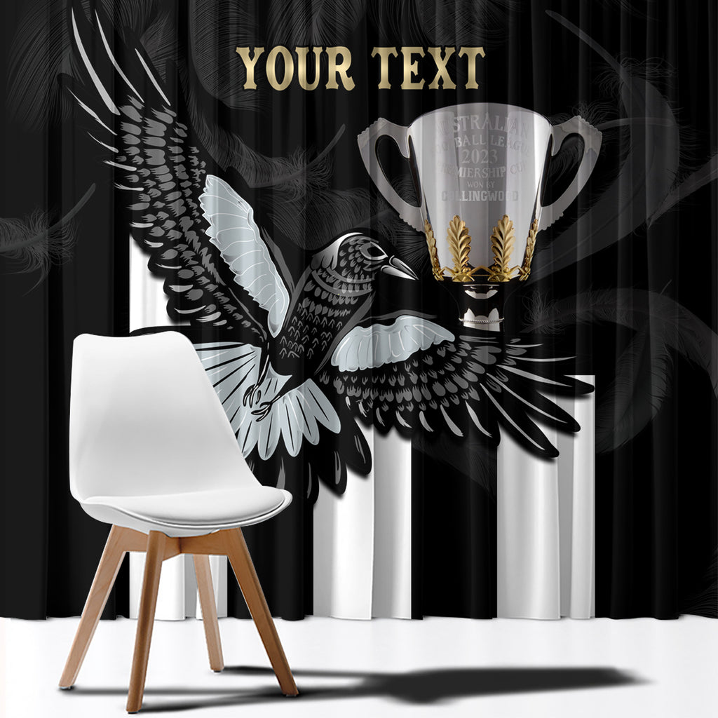 Personalised AFL Collingwood Window Curtain Magpies Premiers 2023 With Trophy Proud LT14