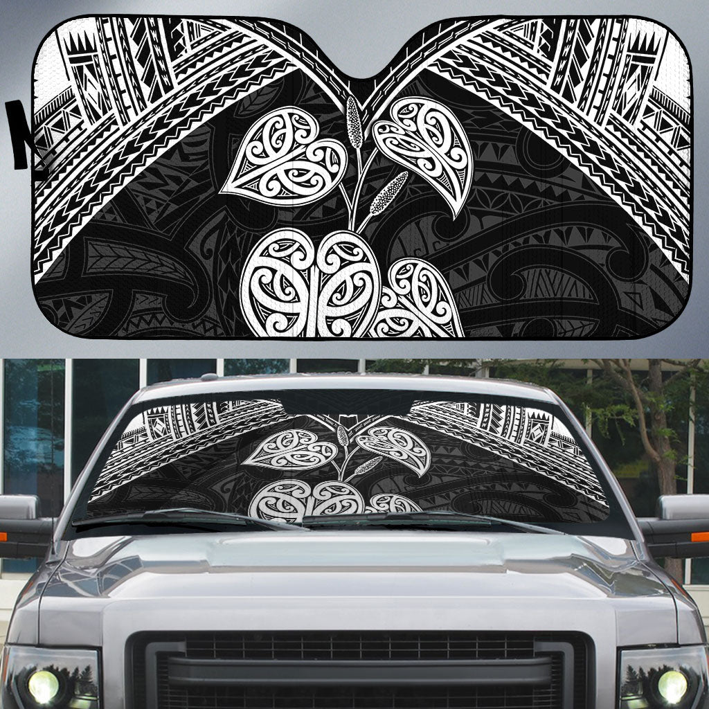 Black New Zealand Kawakawa Maori Ngaru Auto Sun Shade