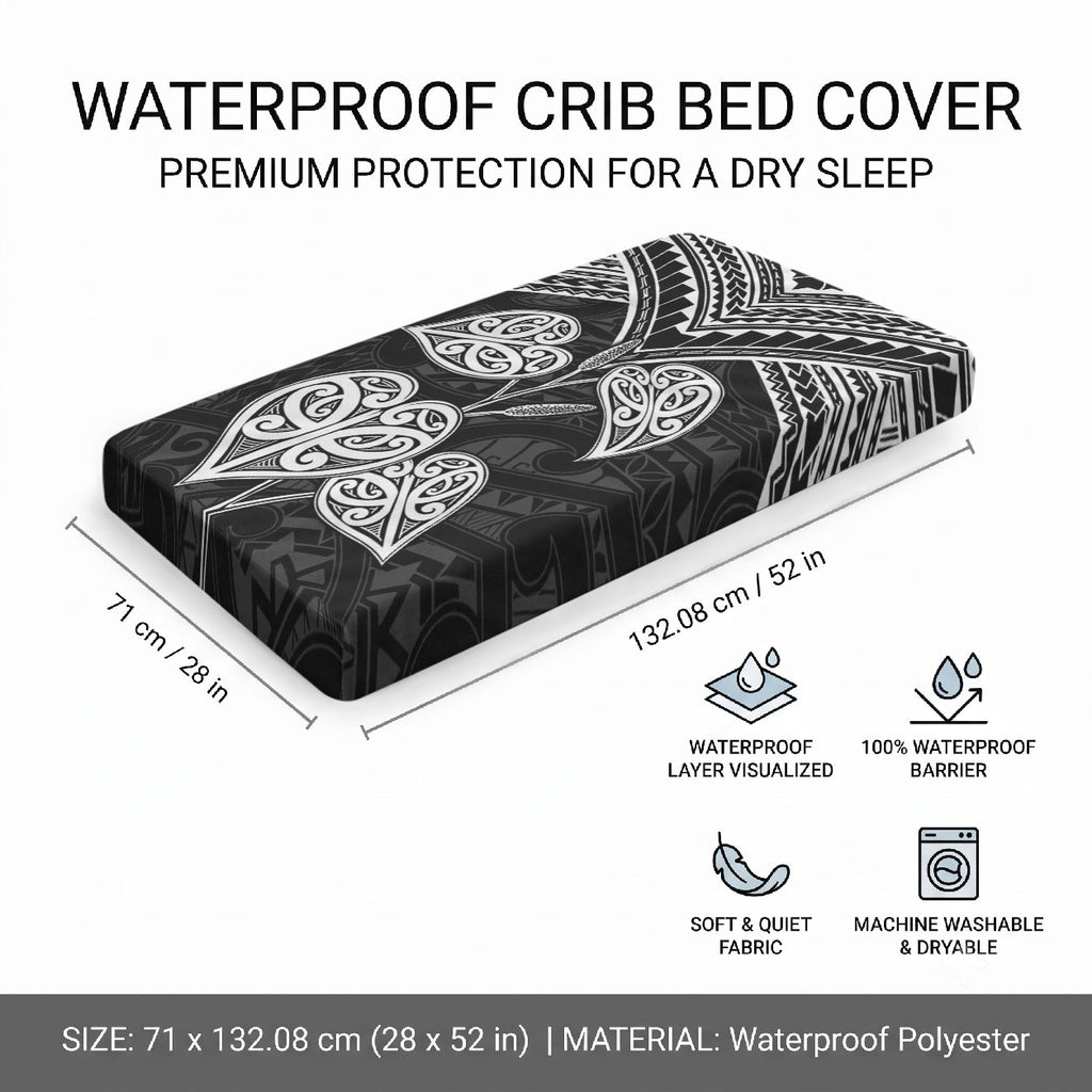 Black New Zealand Kawakawa Maori Ngaru Baby Bed Cover