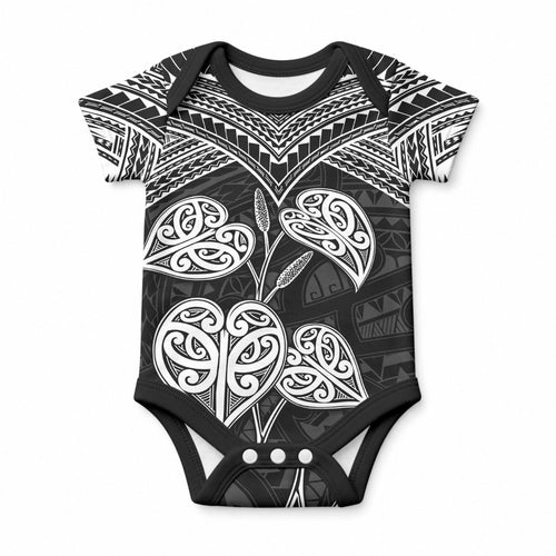 Black New Zealand Kawakawa Maori Ngaru Baby Onesie