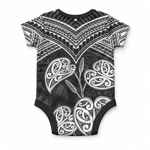 Black New Zealand Kawakawa Maori Ngaru Baby Onesie